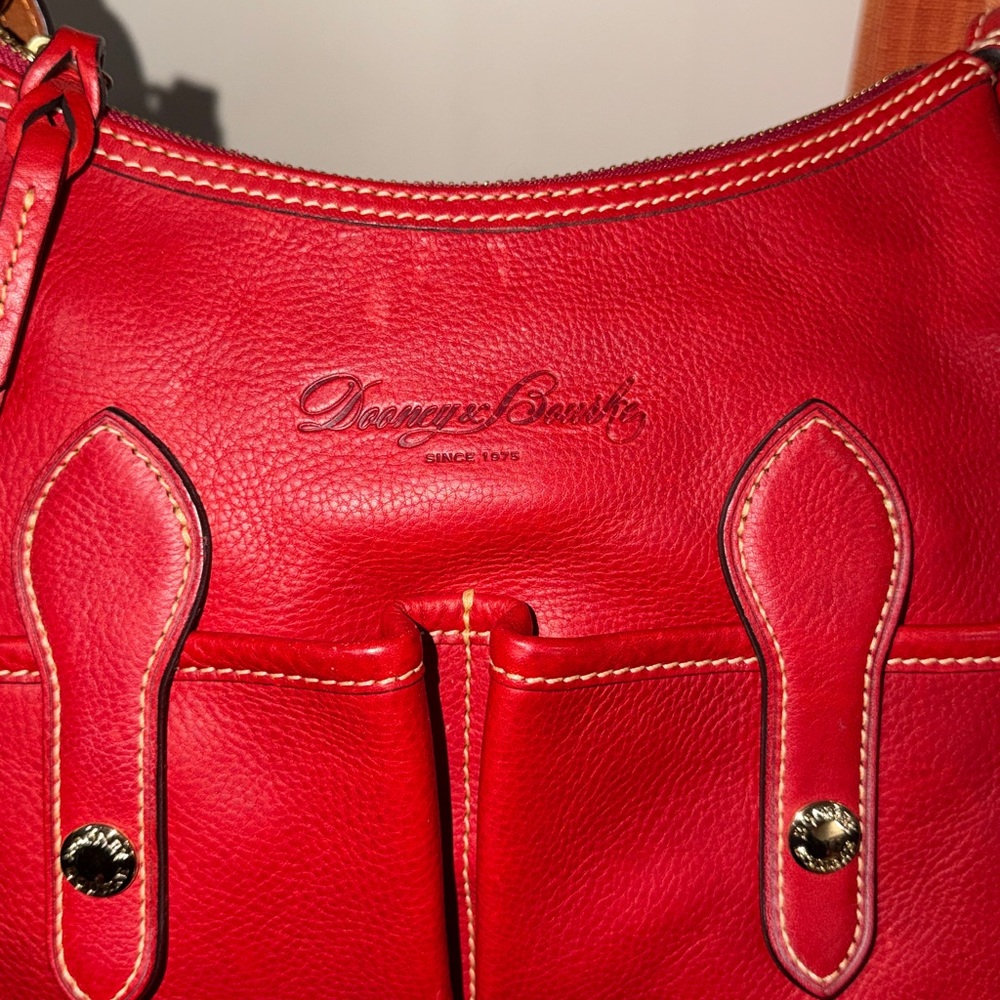 ‼️Dooney & Bourke Red Florentine Leather Small Lucy Hobo Shoulder Bag - Picture 6 of 14